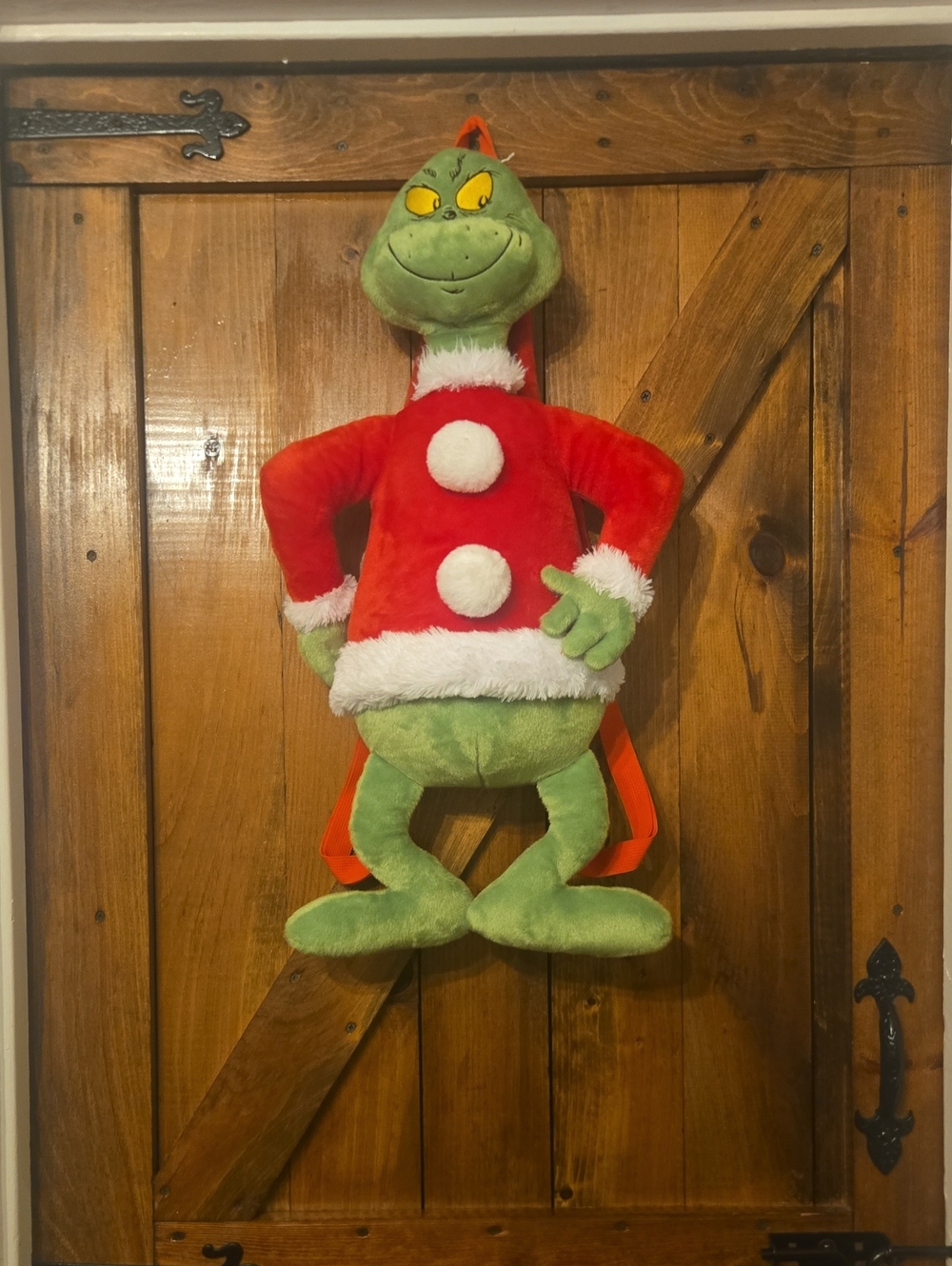 Grinch Plush Kids Backpack - Green & Red Holiday Outfit